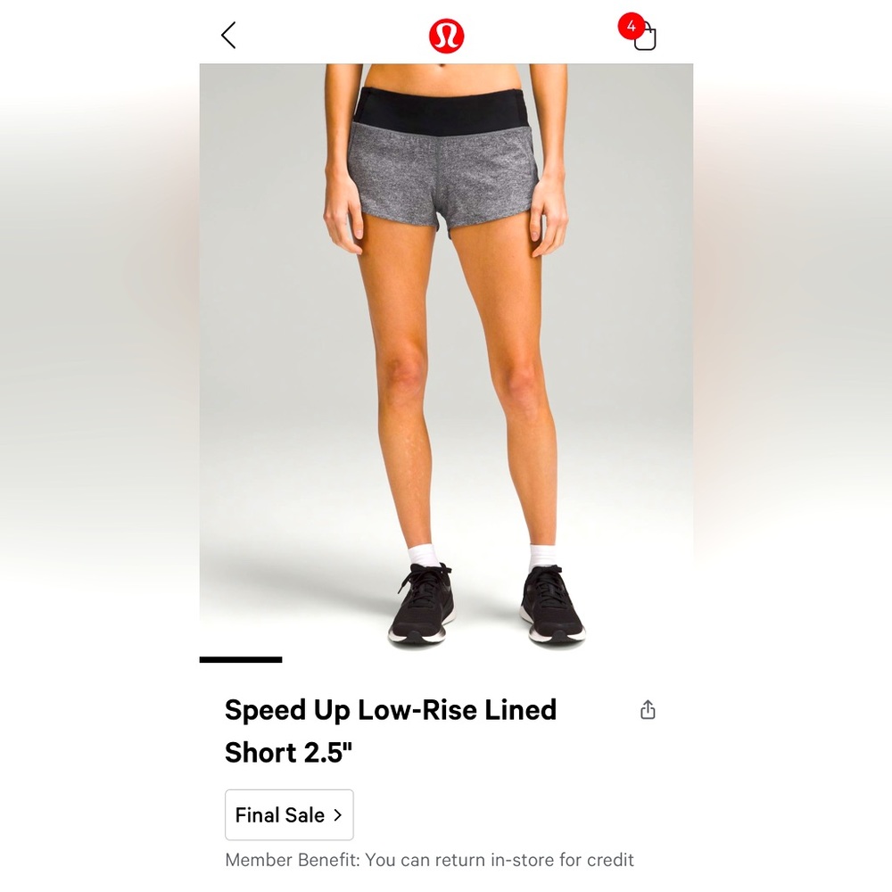 LULULEMON SPEED UP LOWRISE LINED SHORTS SIZE 2 2.5 Inch